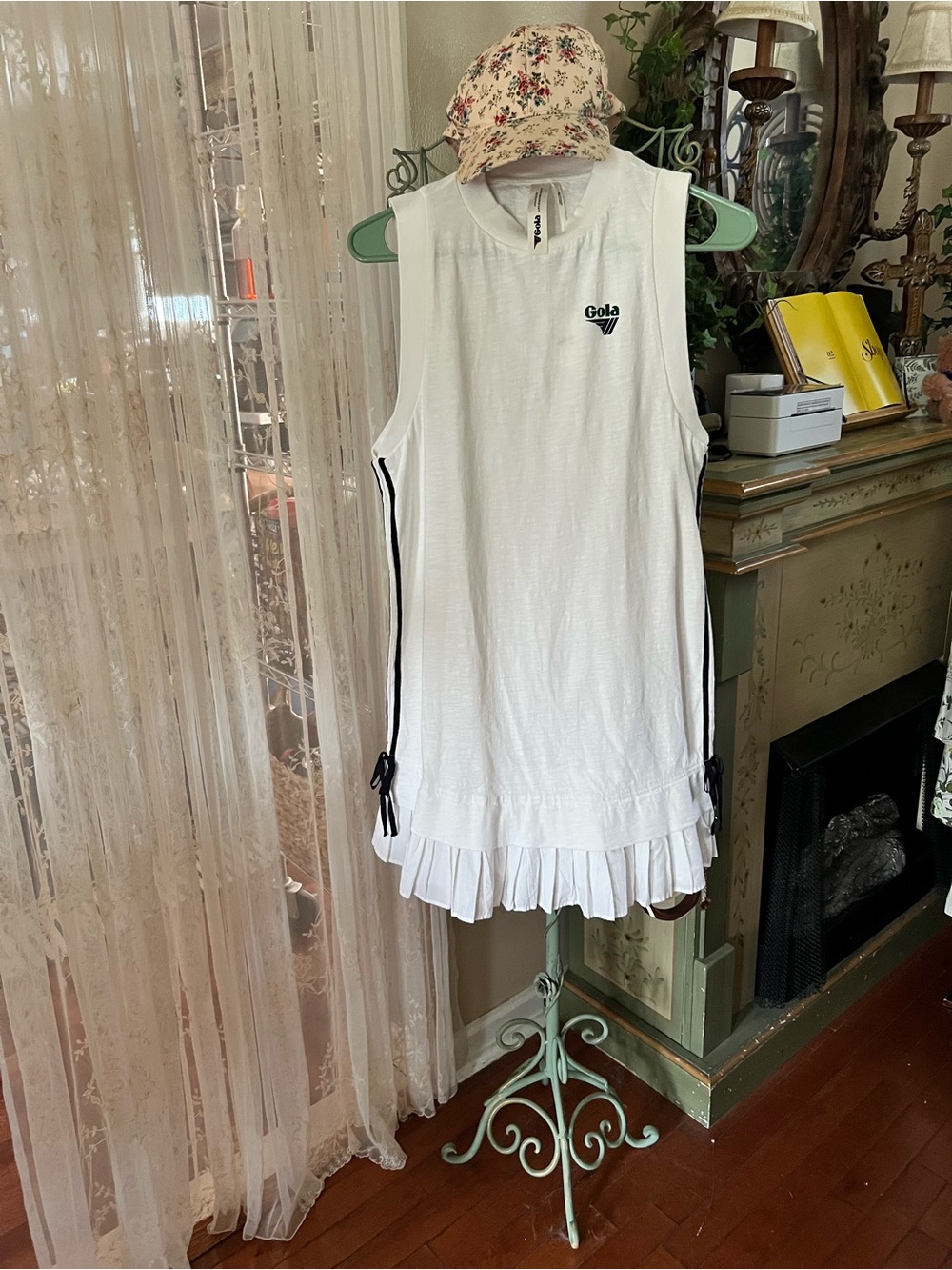 Gola for Anthropologie White Sleeveless Tennis Dress with Black Side Trim